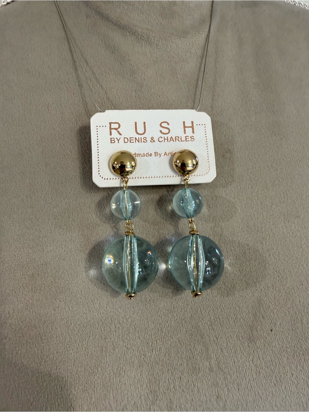 Translucent Blue Orb Drop Earrings RUSH by Denis & Charles